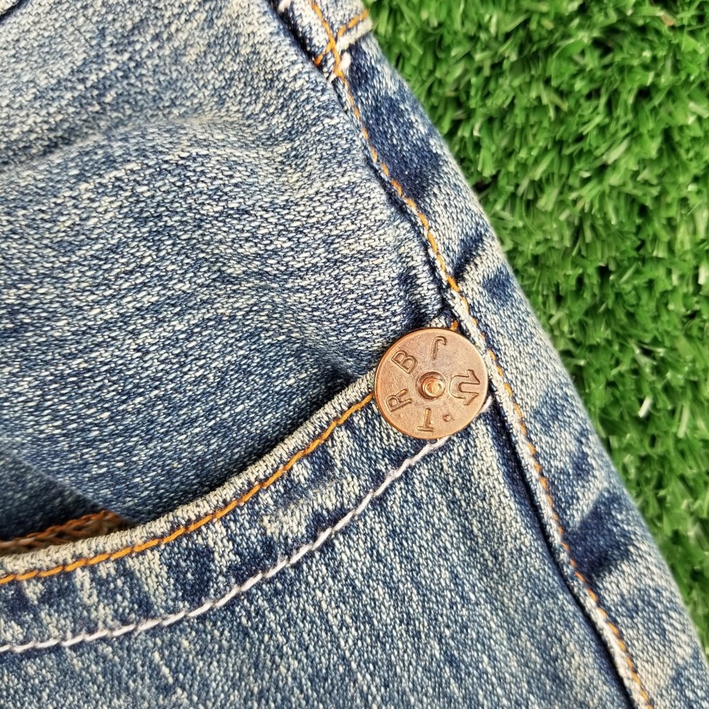 Vintage True‎ Religion Jeans Joey Embroidered Dragon 38x33 Blue Denim Flare 90s - Picture 11 of 16